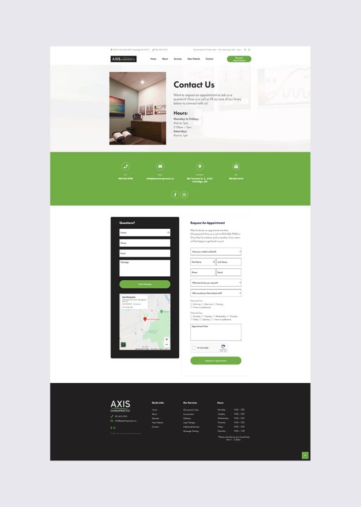 axis-chiropractic-website-design-page-layout