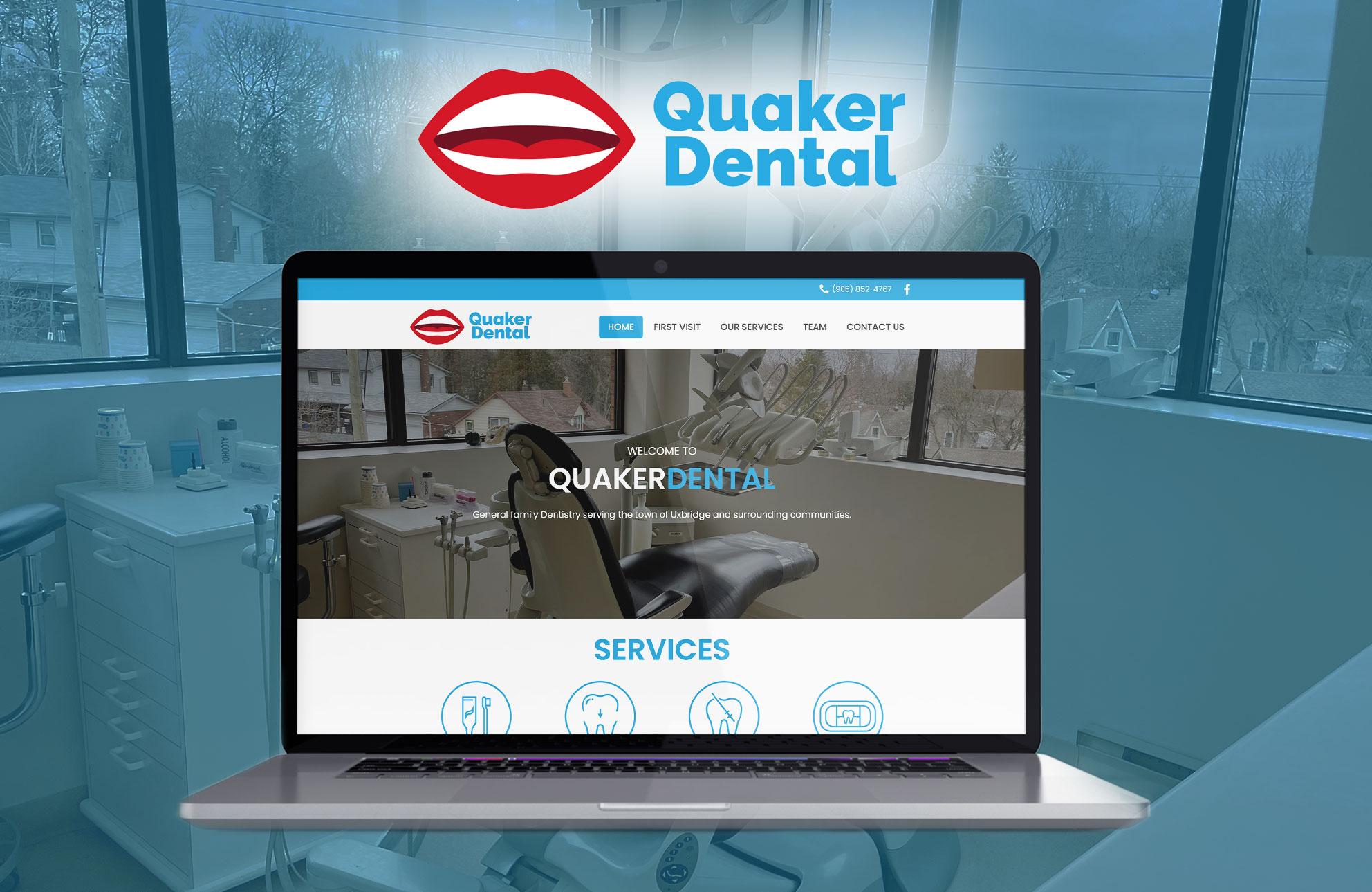 quaker-dental-website-design-homepage-laptop